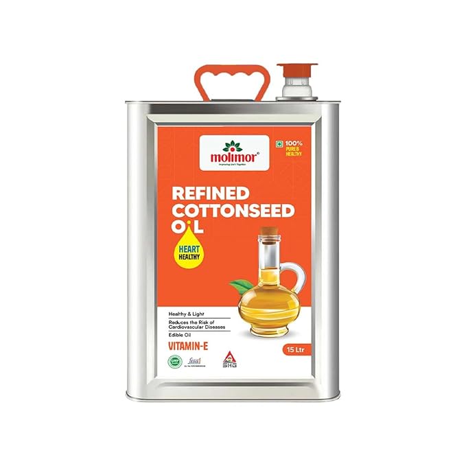 (15Liter) MOLIMORE Refined Cottonseed Oil ƒ Pure, Light, and Perfect for Healthy Cooking
