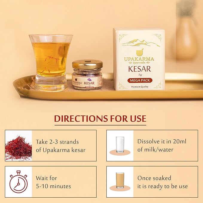 2 Gram- Pack of 1 UPAKARMA Original Kashmiri KesarSaffron  Handpicked Pure Finest Grade