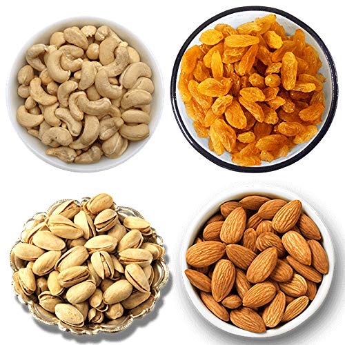 (4KG - 1Kg*4) Dry Fruits Combo Pack of 4 - (Almonds, Cashews, Pistachios, Raisins) - Healthy Dry Fruit Snacks | Tasty & Delicious, Rich in Protein | High in Protein, Fiber & Boost Immunity | Real Nuts | Gluten-Free | Super Healthy Nuts