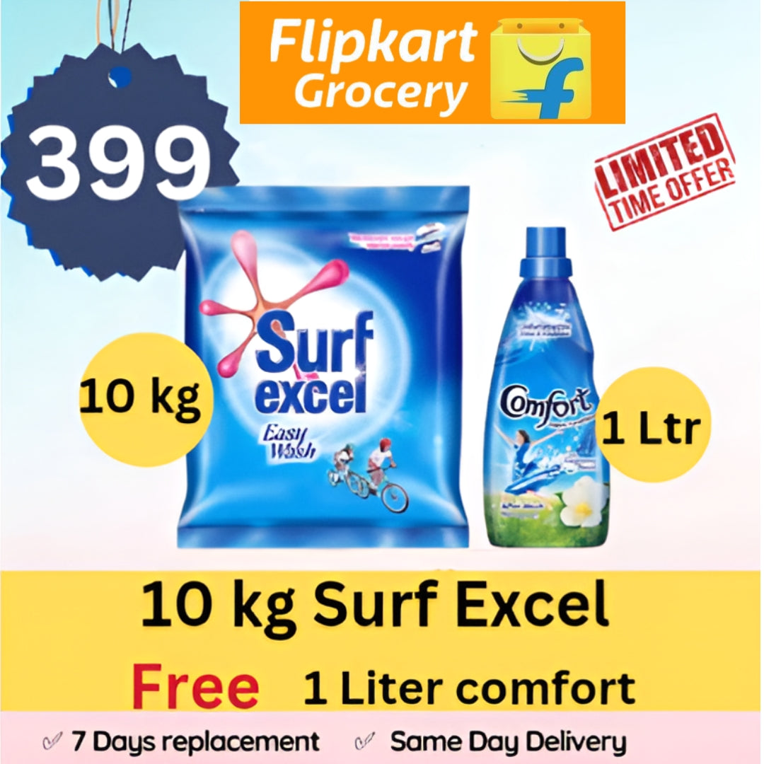 All in One Combo of 2 10Kg Surf Excel, 1Liter Comfor t