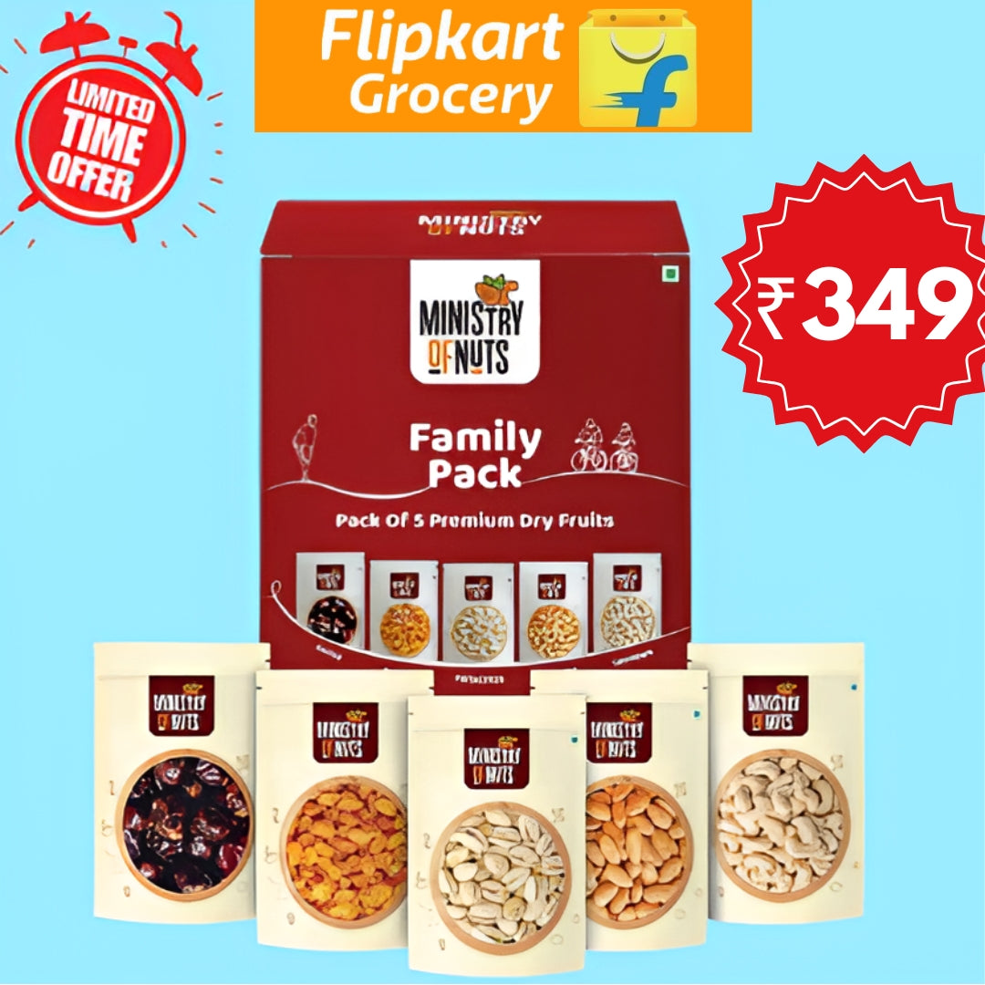 All in One Combo of 5 Ministery of Nuts Family Pack of 5 Premium Dry Fruits