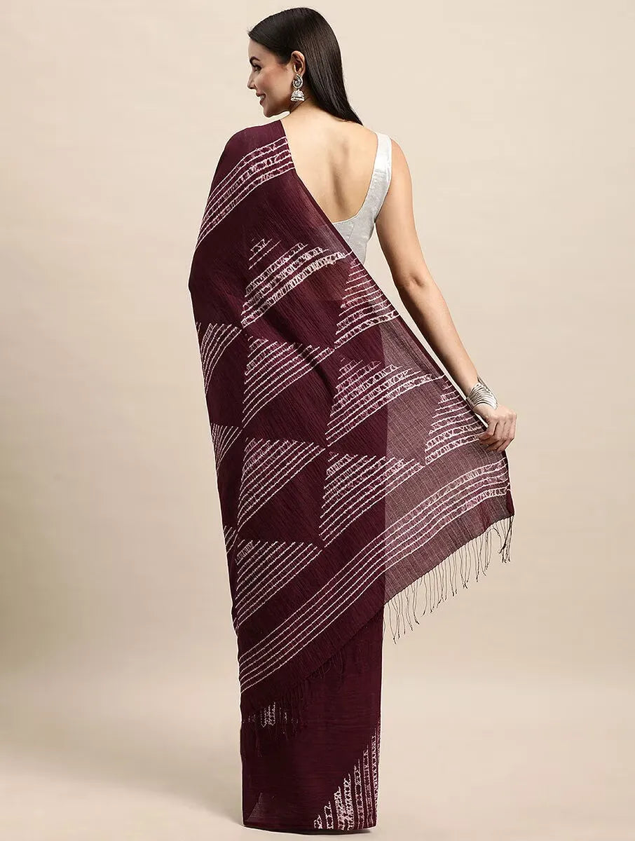 Maroon Geometric Saree – Precision Meets Heritage in High-Value Style