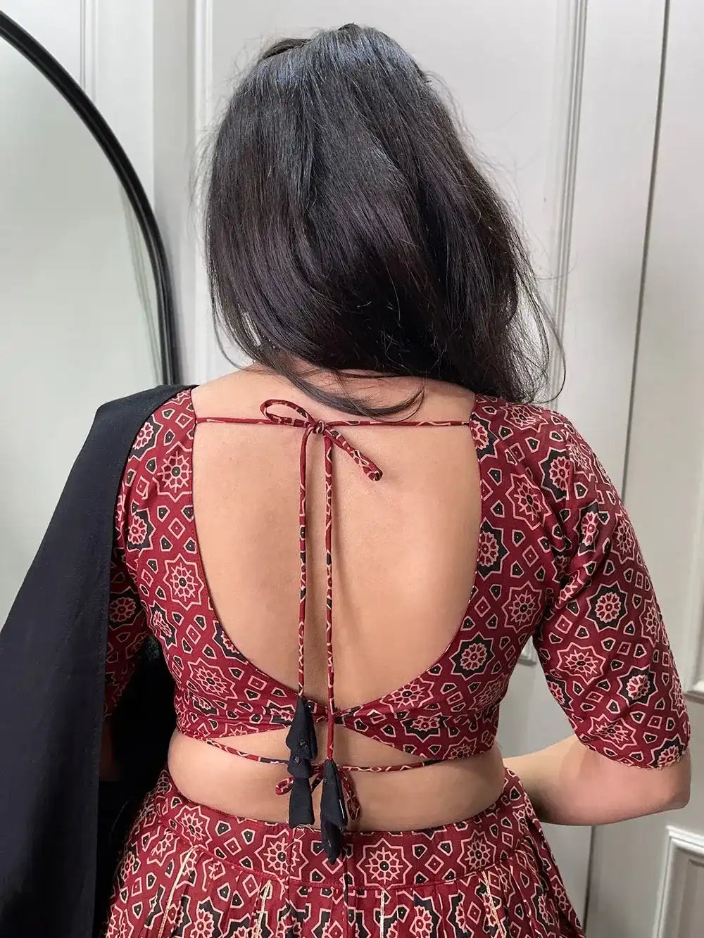 Black & Maroon Bandhani Print Chaniya Choli