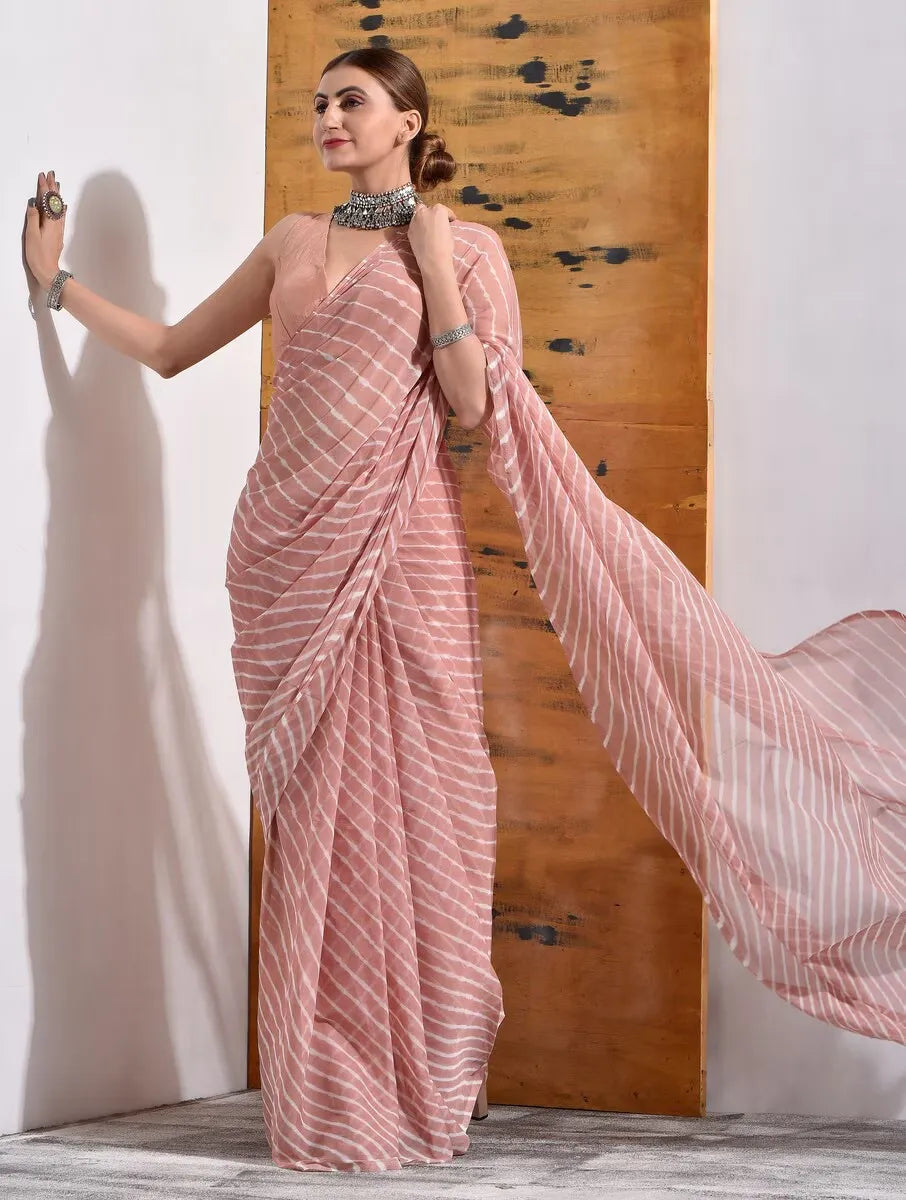 Blush Pink Striped Saree – Minimalism with Maximum Market Appeal