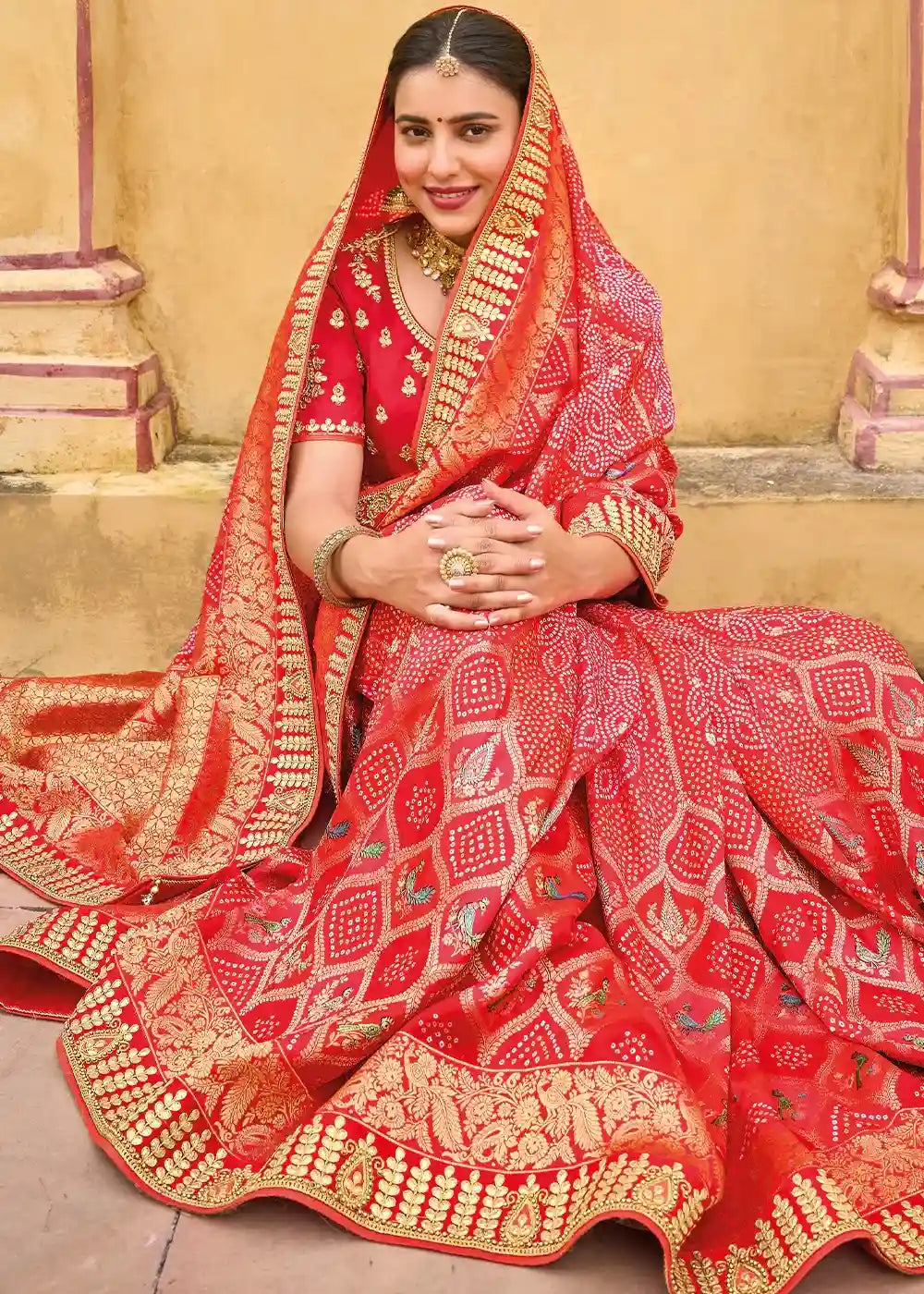 Red & Gold Heritage Zari Silk Saree