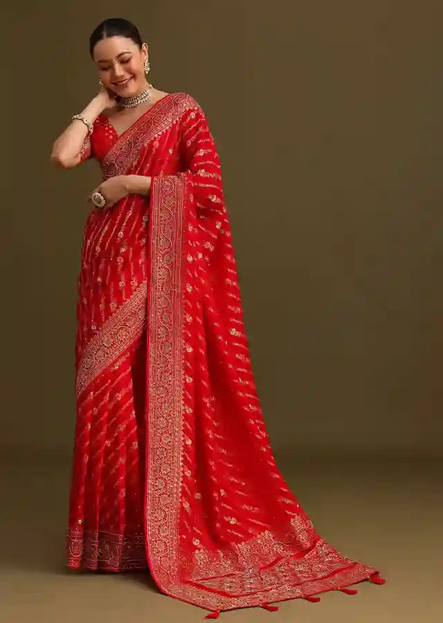 Regal Red Saree – A Timeless Ode to Heritage and Glamour