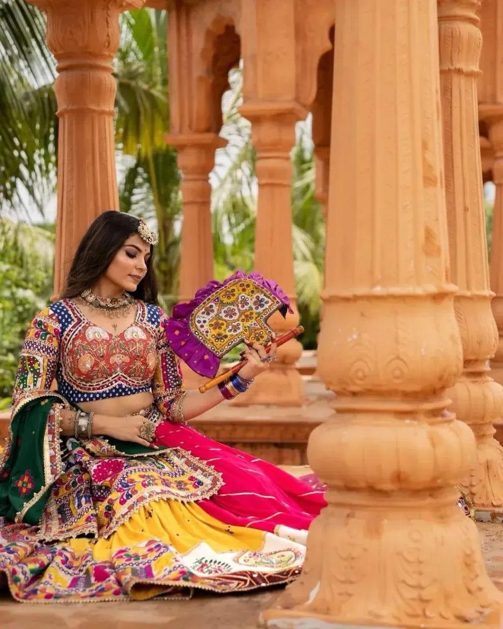 Multicolor Navratri Traditional Chaniya Choli with Embroidered Dupatta