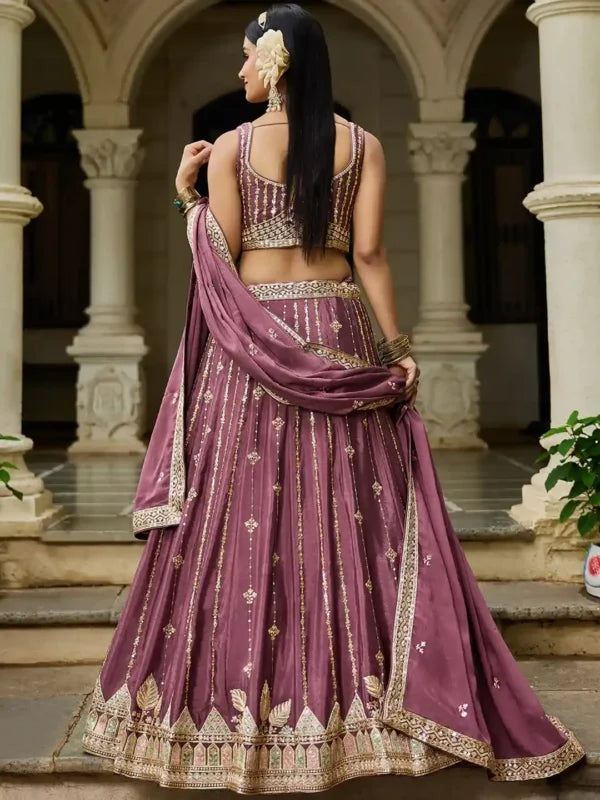 Regal Mauve Embroidered Lehenga Choli Set – A Royal Affair in Every Thread
