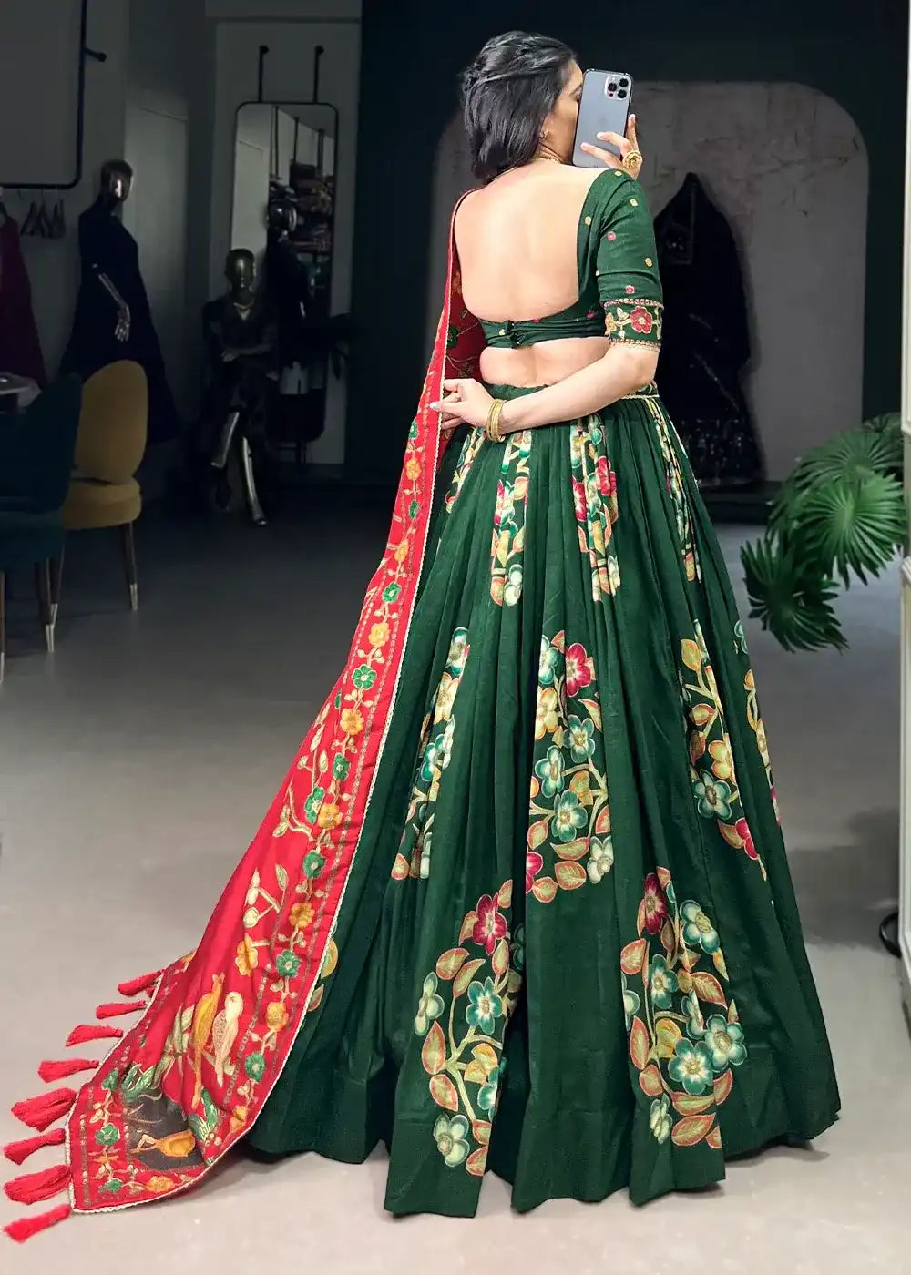 Regal Maroon & Mustard Chaniya Choli Ensemble