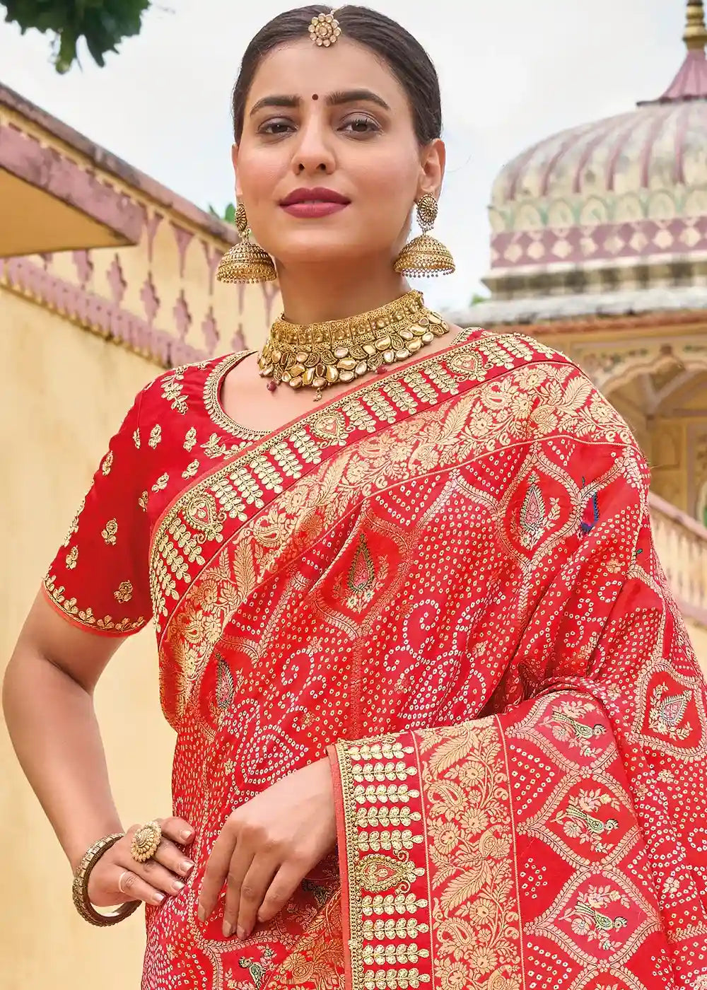 Red & Gold Heritage Zari Silk Saree