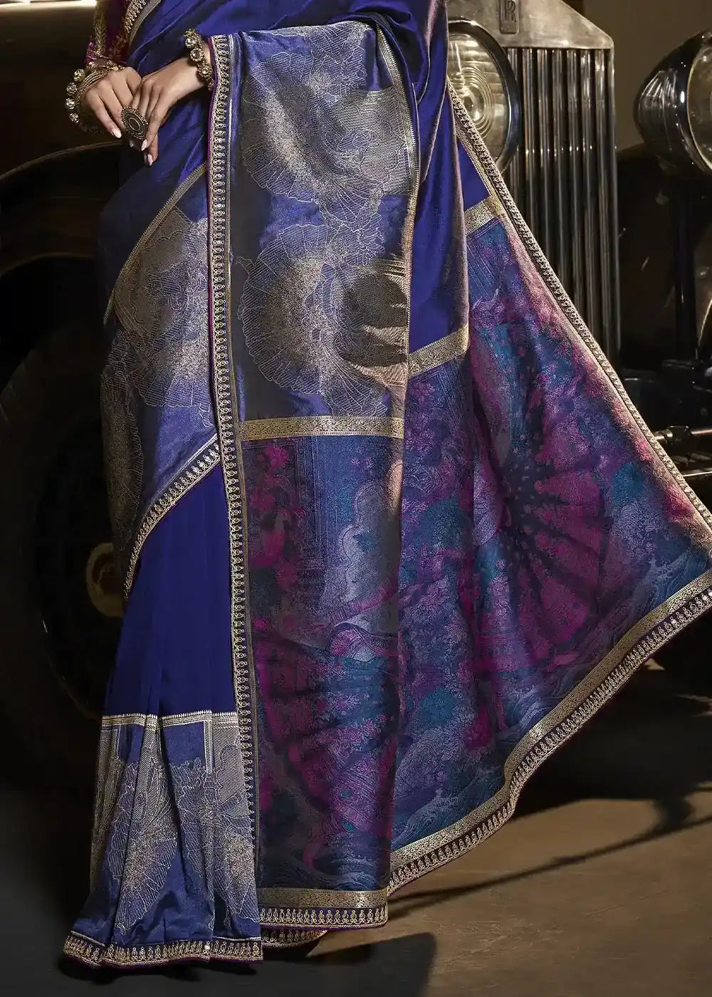 Midnight Blue Zari Woven Silk Saree