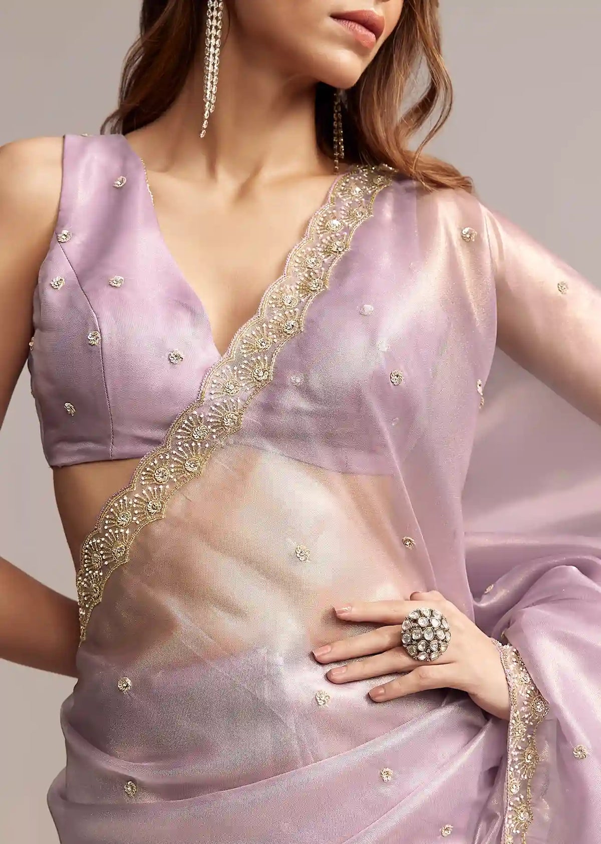 Lavender Luxe Tissue Saree with Cutdana & Butti Embroidery – Premium Trade Trend Elegance