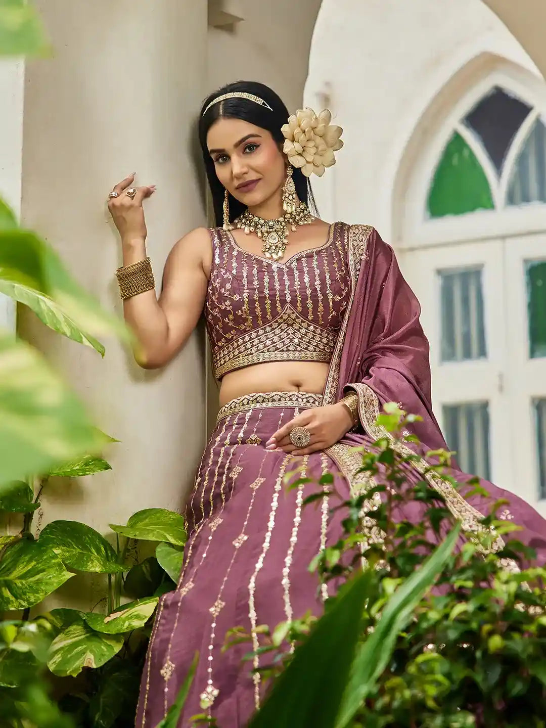 Regal Mauve Embroidered Lehenga Choli Set – A Royal Affair in Every Thread