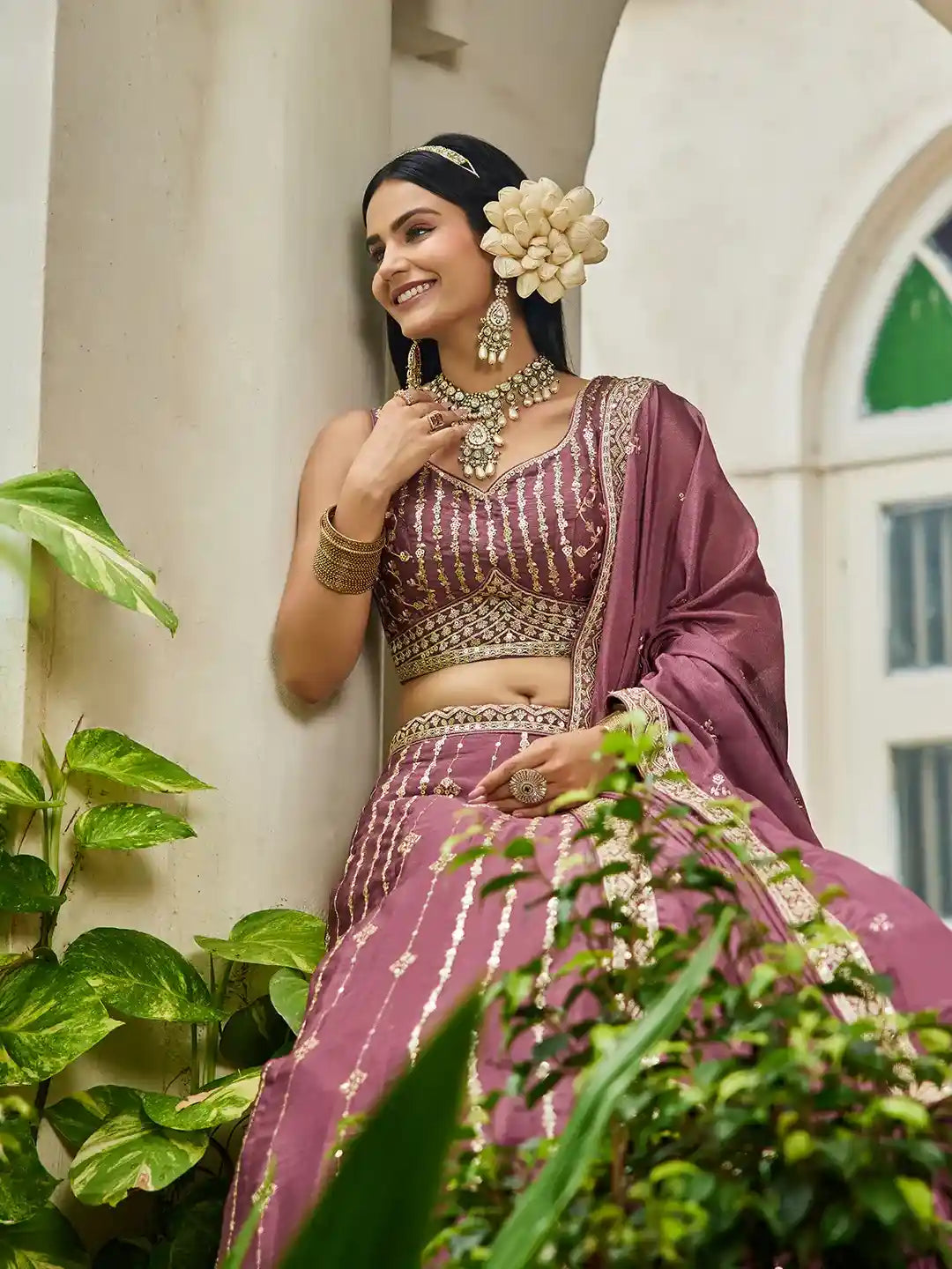 Regal Mauve Embroidered Lehenga Choli Set – A Royal Affair in Every Thread