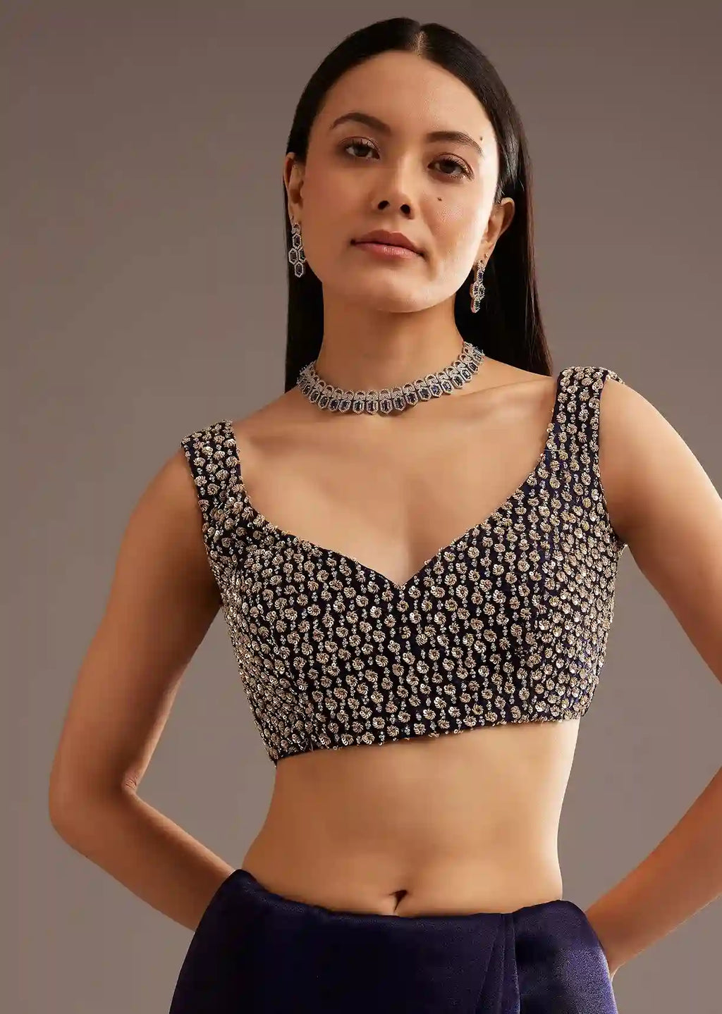 Midnight Reserve Organza Tissue Saree with Sequin & Cutdana Embroidery – Elite Glamour Portfolio
