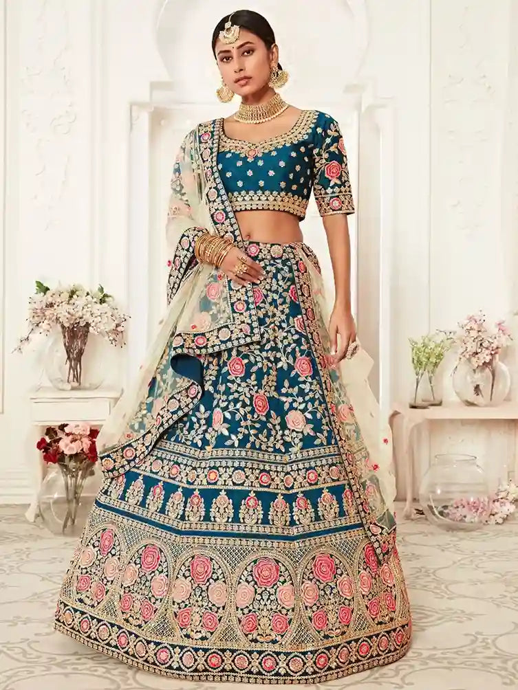 Regal Blue Bridal Lehenga Choli – A Celebration of Royal Elegance