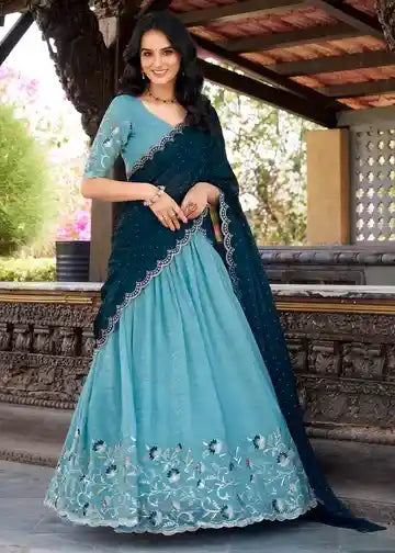 Sky Blue Embroidered Lehenga Choli – An Ethnic Masterpiece