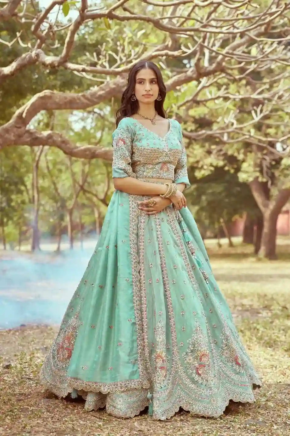 Sea Green Bridal Lehenga Choli – An Ethereal Blend of Elegance & Intricacy