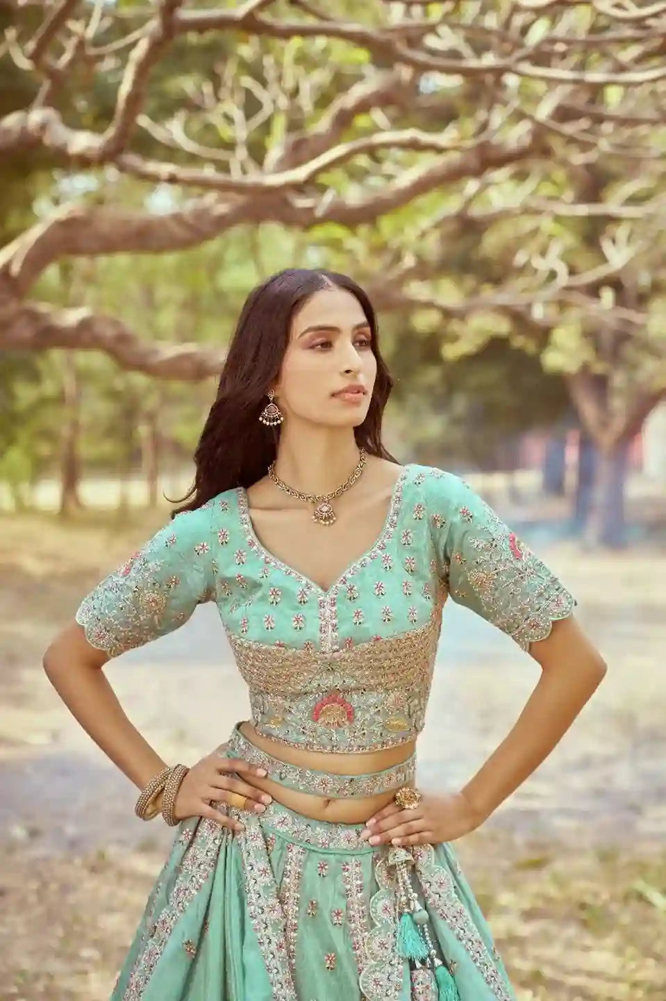 Sea Green Bridal Lehenga Choli – An Ethereal Blend of Elegance & Intricacy