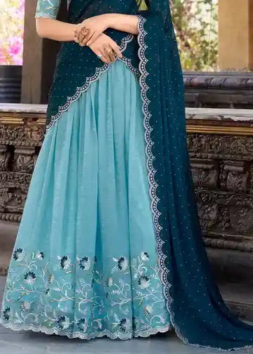 Sky Blue Embroidered Lehenga Choli – An Ethnic Masterpiece