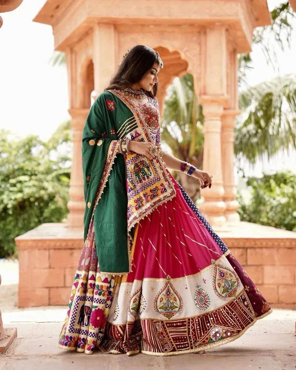 Multicolor Navratri Traditional Chaniya Choli with Embroidered Dupatta