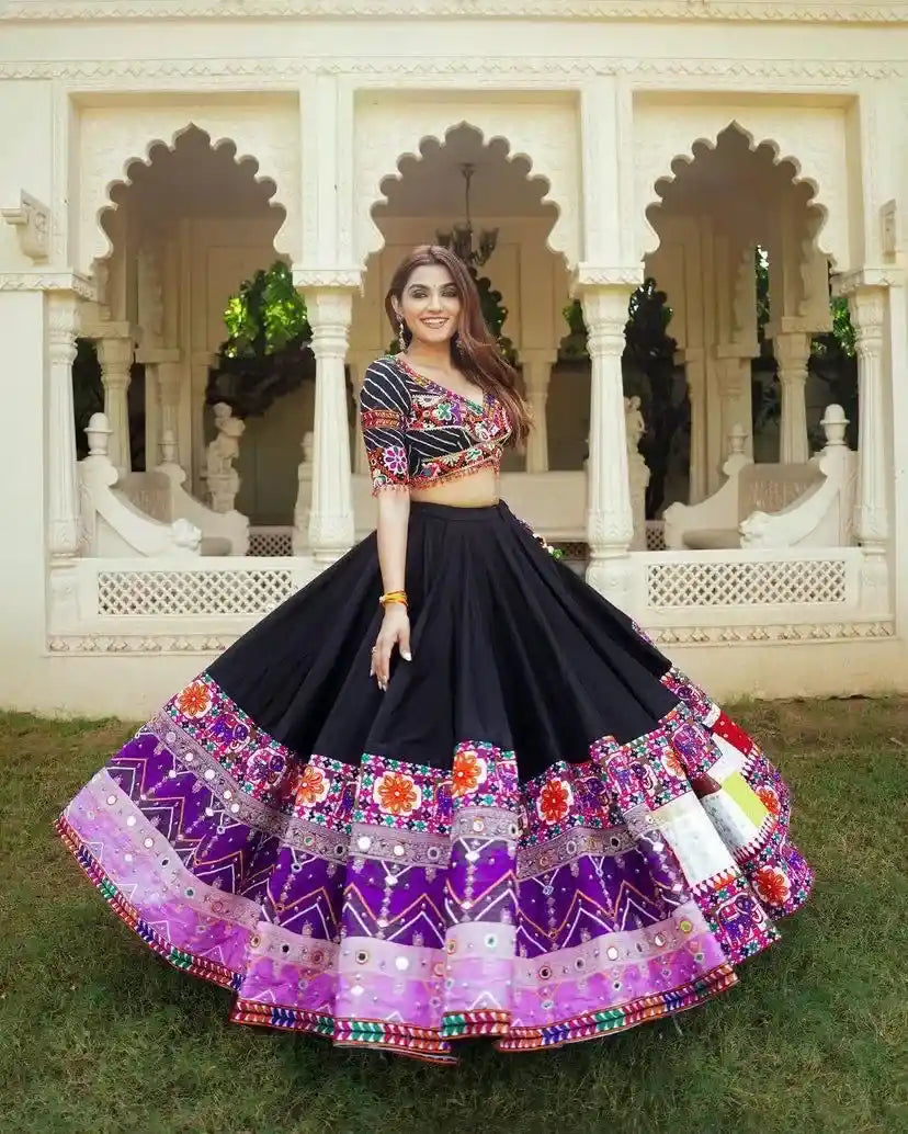 Embroidered Lehenga Choli with Multicolor Patchwork & Dupatta