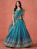 Teal Blue Embroidered Lehenga Choli – A Masterpiece of Elegance and Tradition