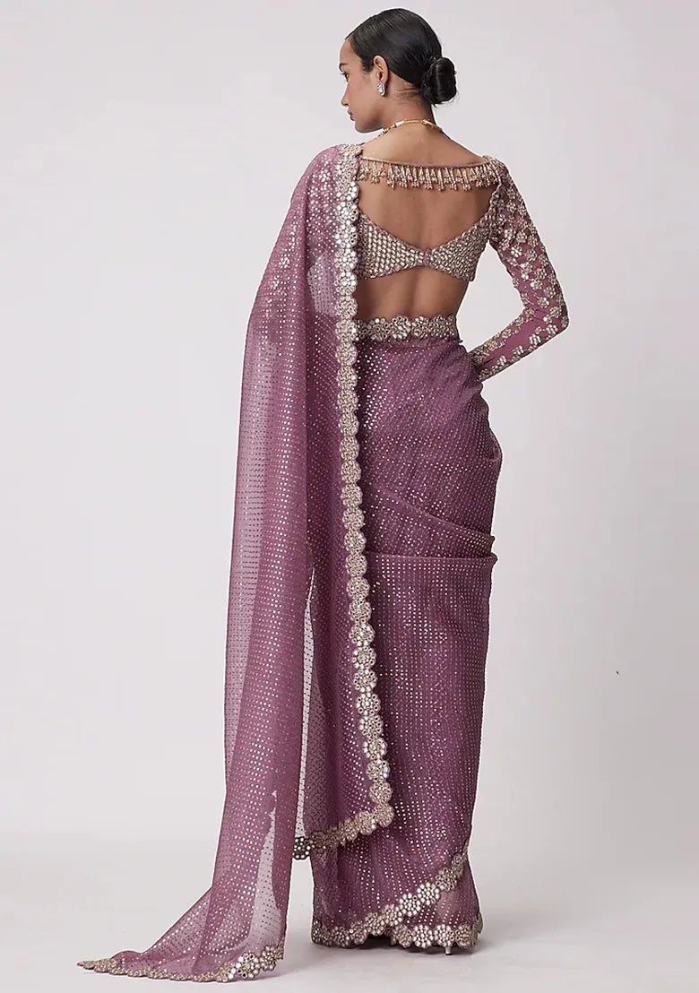 Purple Embellished Saree – Regal Craftsmanship with Global Market Appeal