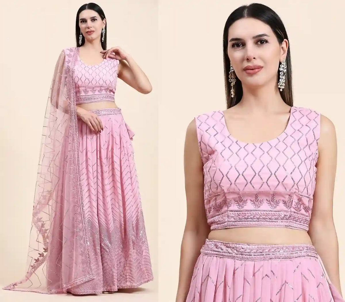 Pastel Pink Contemporary Lehenga Choli