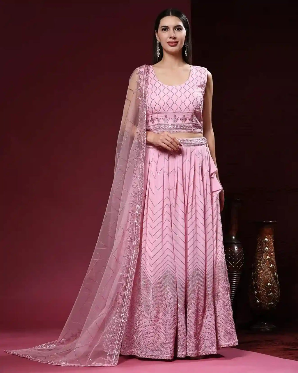 Pastel Pink Contemporary Lehenga Choli