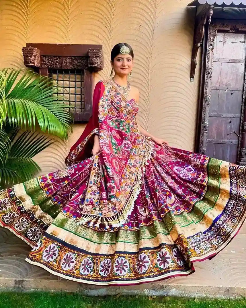 Royal Maroon Garden Chaniya Choli – Regal Flair, Festive Splendor
