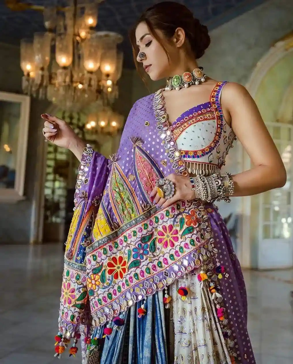 Lavender Royalty Patchwork Chaniya Choli – A Symphony of Color and Craft