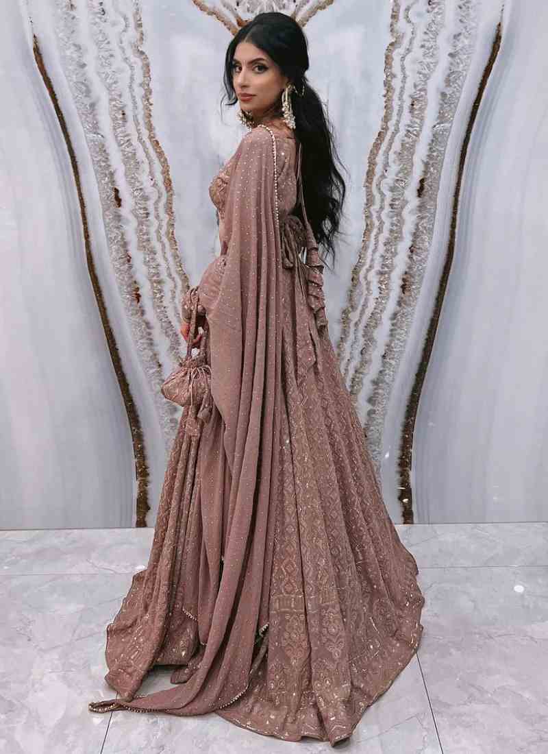 Rosy Brown Lucknowi Sequin Embroidered Lehenga Choli – US Trend Luxe Celebration Wear