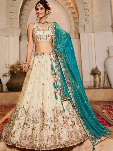Royal Emerald Green Embroidered Lehenga Choli Set