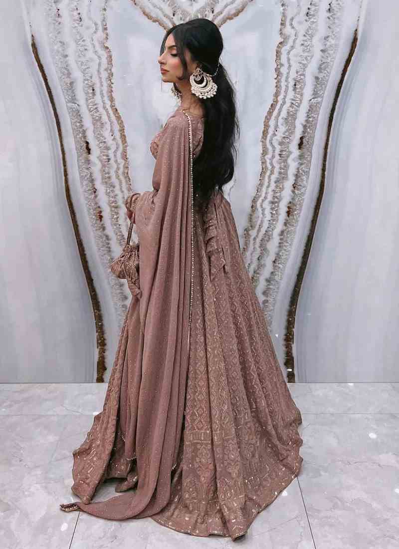 Rosy Brown Lucknowi Sequin Embroidered Lehenga Choli – US Trend Luxe Celebration Wear