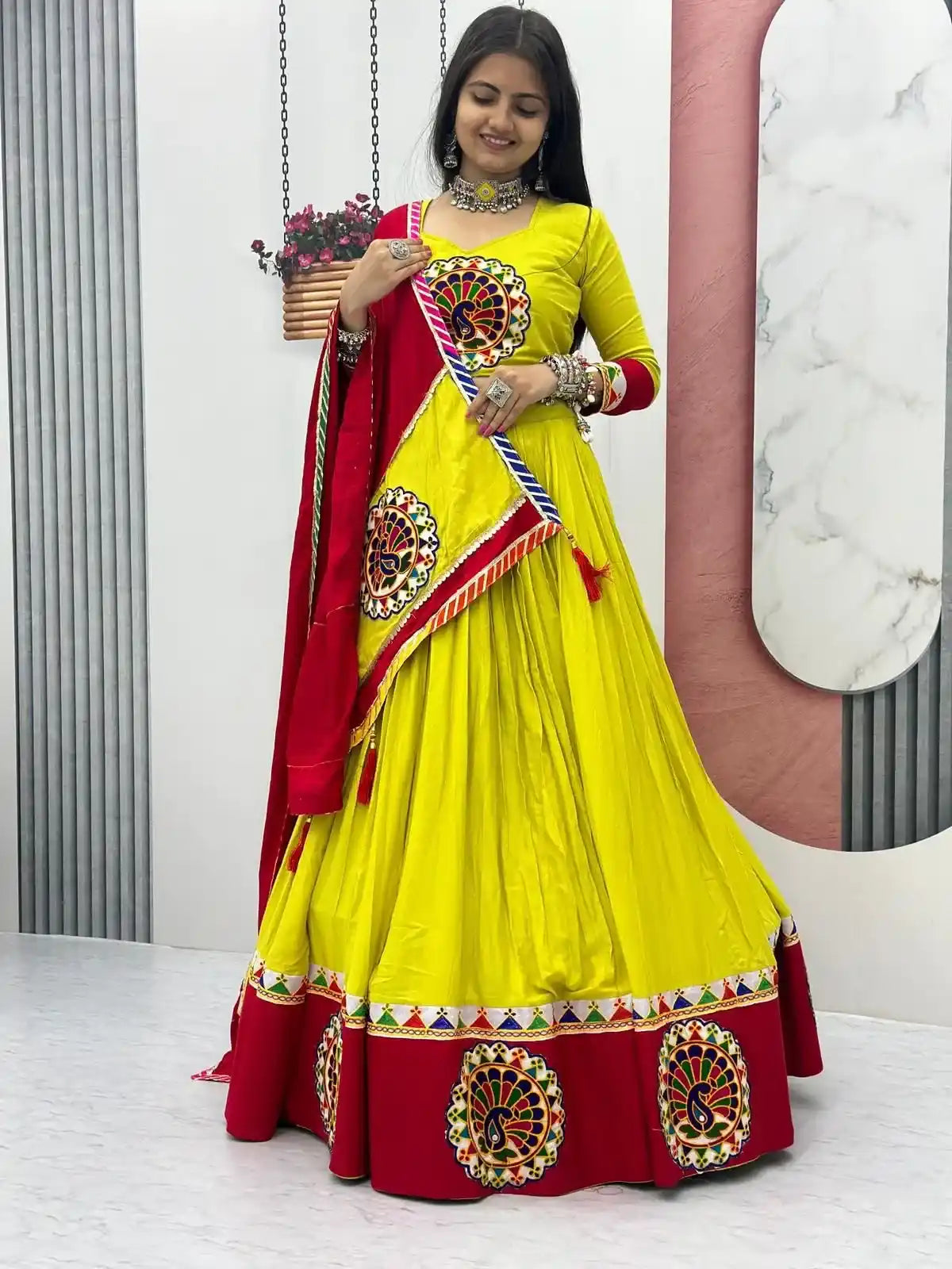 Sunburst Peacock Chaniya Choli – Folk Charm, Festive Glow
