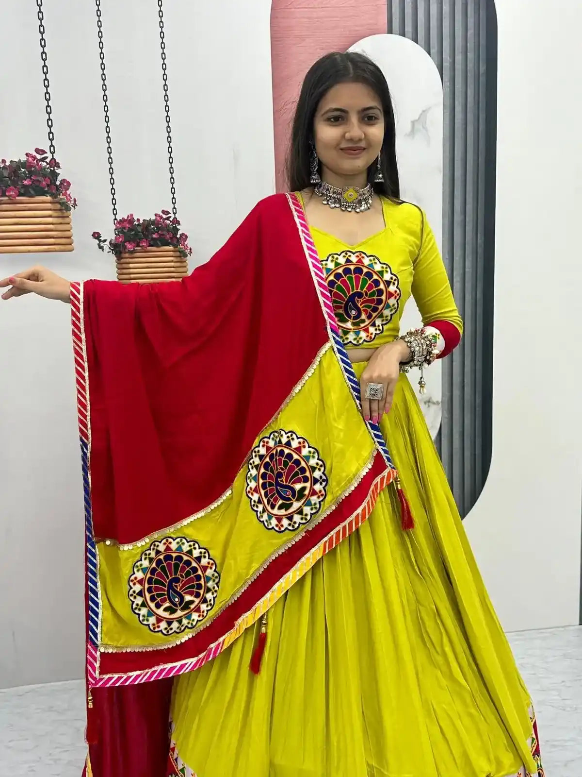 Sunburst Peacock Chaniya Choli – Folk Charm, Festive Glow