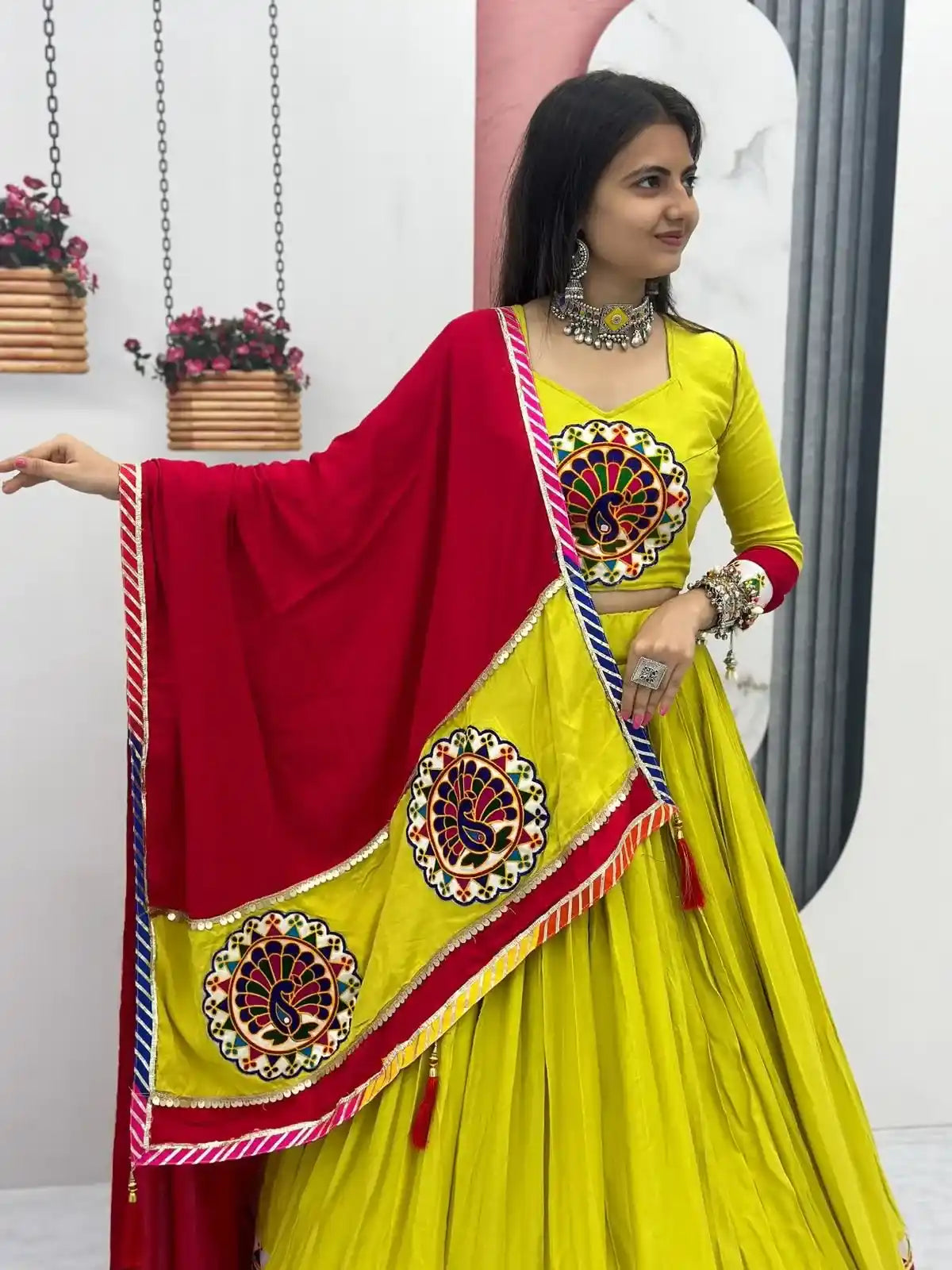 Sunburst Peacock Chaniya Choli – Folk Charm, Festive Glow