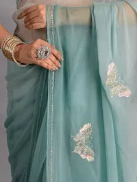 Light Green Sheer Saree – Ethereal Elegance with Global Style Capital