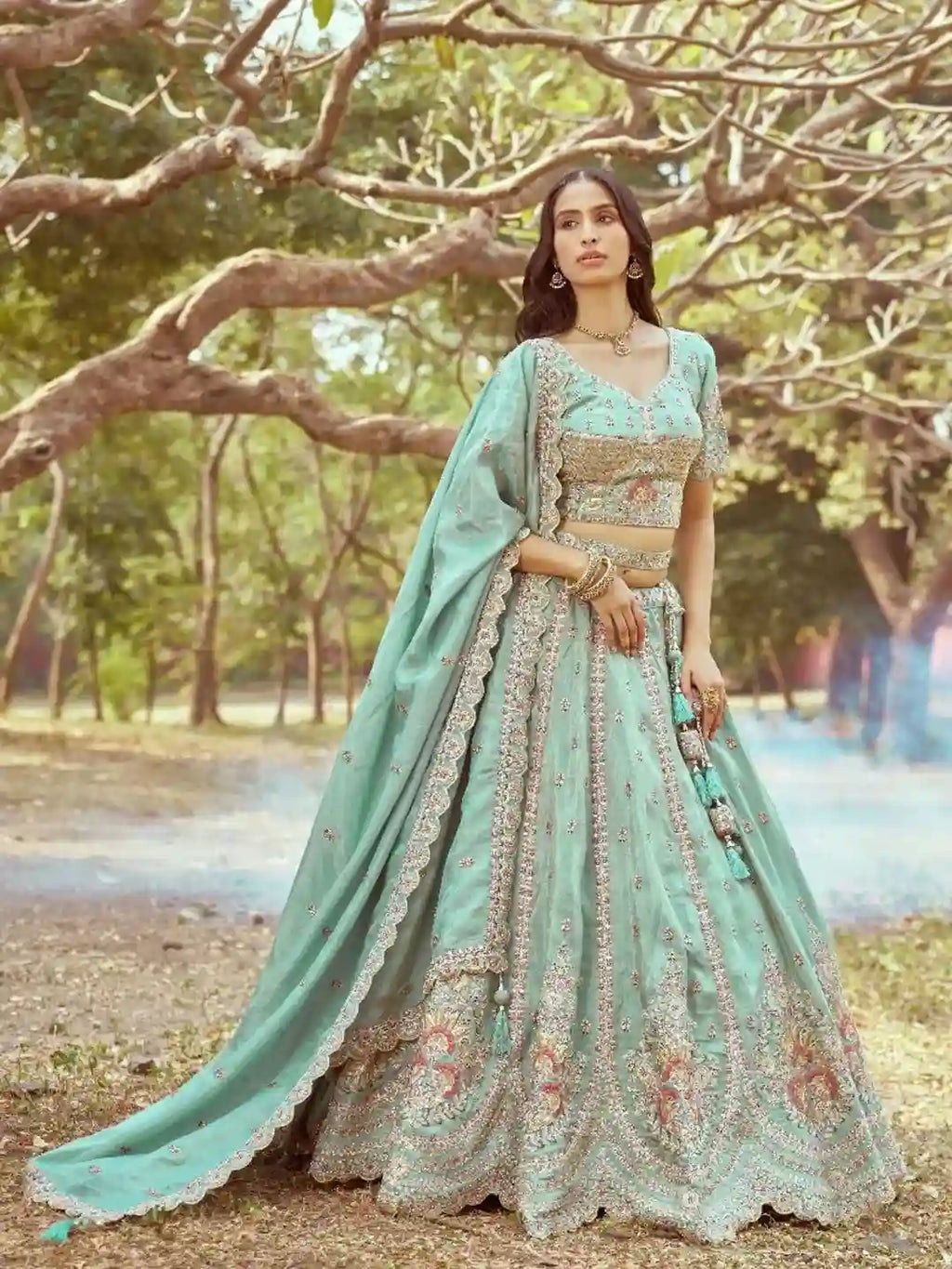 Sea Green Bridal Lehenga Choli – An Ethereal Blend of Elegance & Intricacy