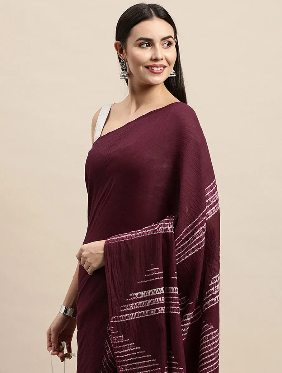 Maroon Geometric Saree – Precision Meets Heritage in High-Value Style